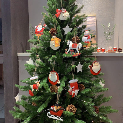 Crafjie 5 Pack Rustic Metal Double-Sided Christmas Tree Ornaments Tin Santa Snowman Decorations Hanging Pendants Ornaments Christmas Hanging Ornament Xmas Holiday Decor