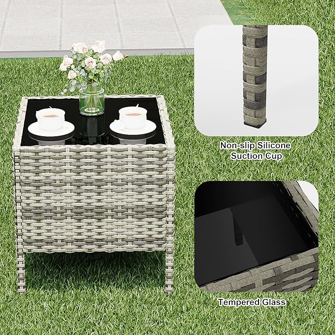 GarveeLife 3 Piece Patio Furniture Set, Rattan Outdoor Furniture