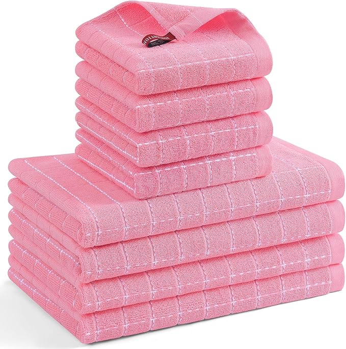 Mordimy 100% Cotton Terrycloth Kitchen Towels and Dishcloths Sets, Soft and