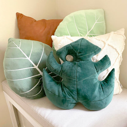 Green Philosophy Co. Monstera Leaf Pillow - Mossy Earth - Large Soft Plant-Shaped Plush Cushion for Couch, Bed, or Reading Nook - Cute & Unique Nature-Inspired Decor Super Soft & Cuddly Throw Pillow