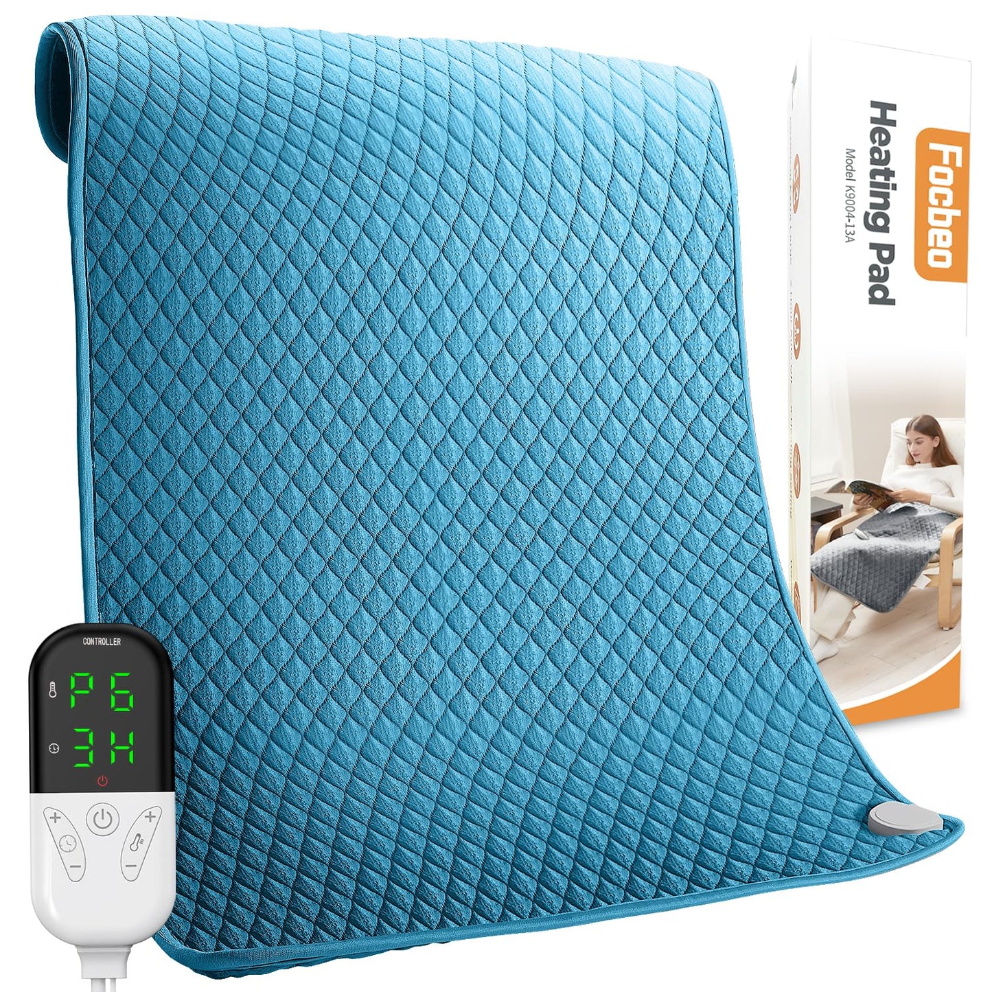 King Size Heating Pad for Back Pain 32"x24" Extra Large Electric Heating Pad for Period Cramps Relief & Body Neck Shoulder Auto Shut Off Heat Pad Temperature Settings Machine Washable Gray