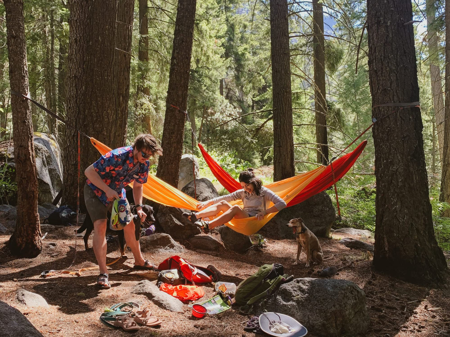 KAMMOK: Swiftlet Portable Stand & Roo Double Midnight Blue Hammock Set