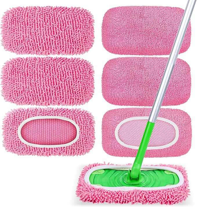 6-Pack Reusable Microfiber Mop Pads Compatible