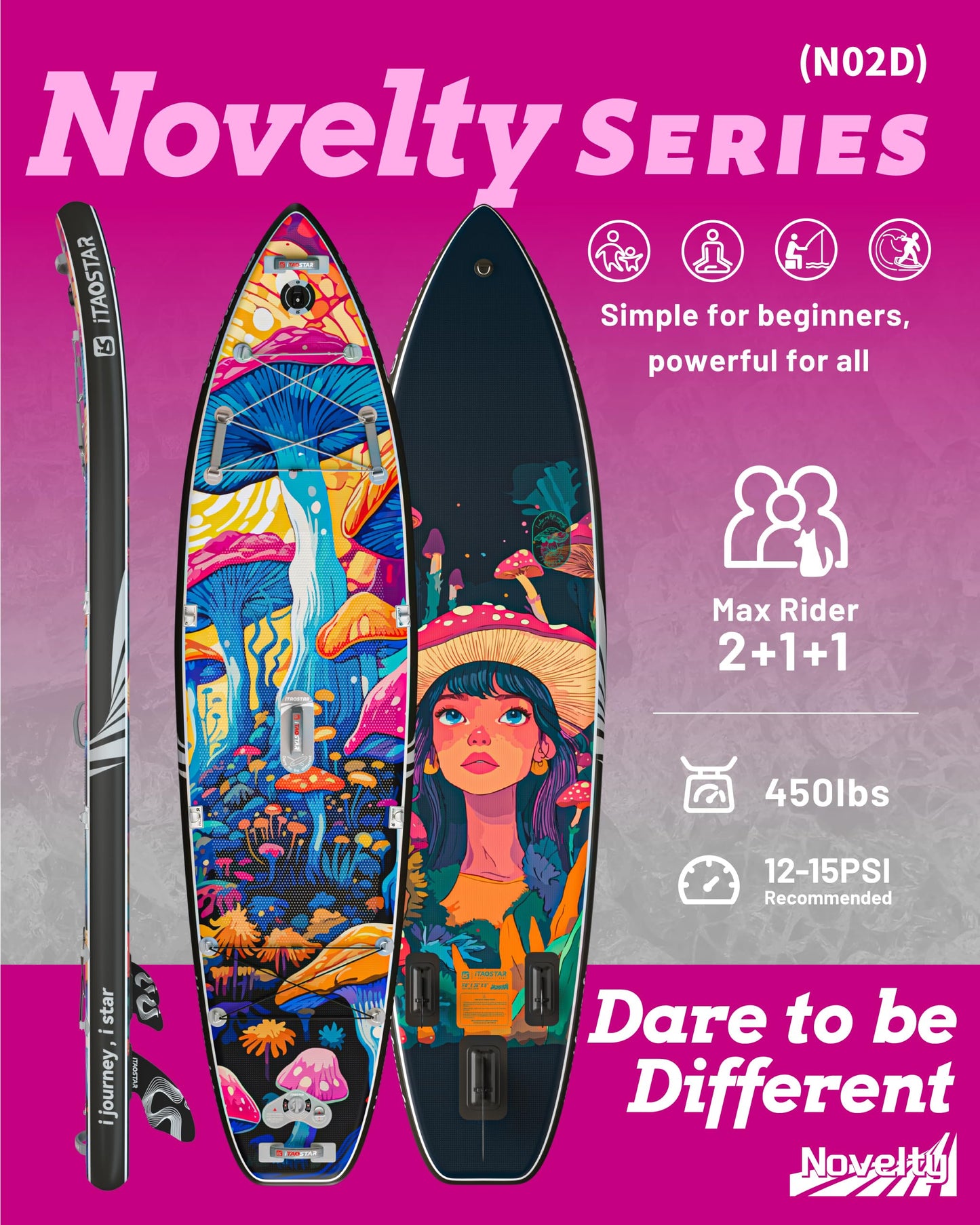 iTAOSTAR N02D 35" Extra Wide SUP for Enhanced Stability - Inflatable Stand Up Paddle Board - Premium Paddle Board Kit for Adults & Youth - All Skill Levels - Includes SUP Accessories