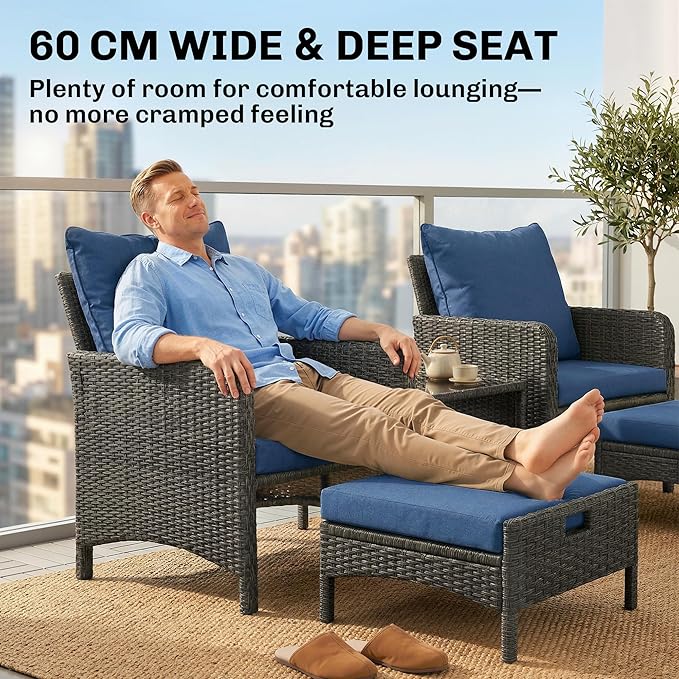 Outsunny 5 Piece Patio Furniture Set, Wicker Balcony Furniture