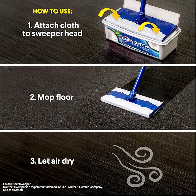 Clorox Scentiva Disinfecting Wet Mopping Cloths, Coconut and Waterlily