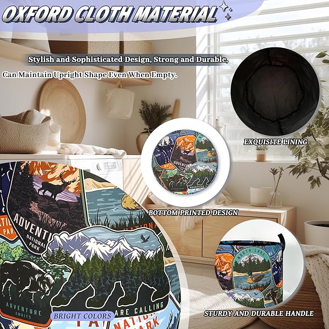 Funny Adventure Laundry Basket Oxford Cloth Bears Animals Laundry Hamper