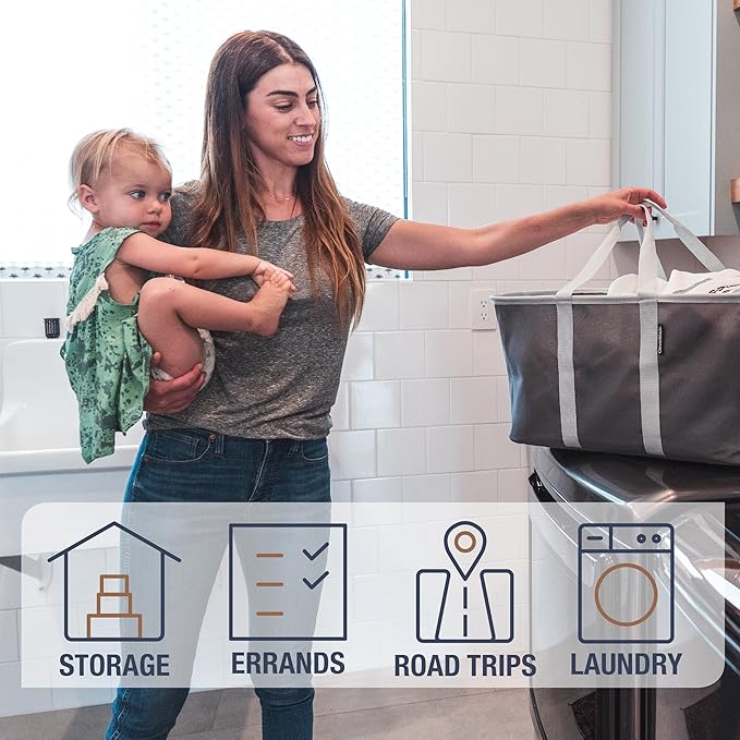 CleverMade Collapsible Laundry Tote 2-Pack – Foldable Carry-All Storage Bin