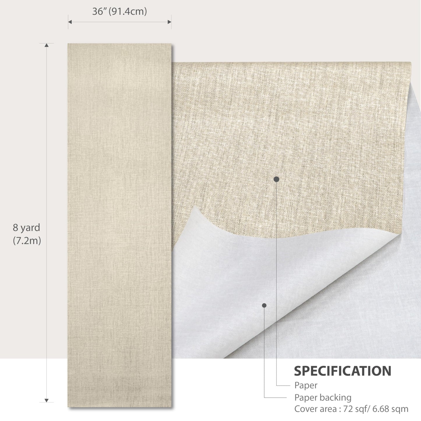 Ansehan Grasscloth Textured Wallcovering W712 Terraces Collection 36" W x 8 Yard L, Natural Modern Paper Weave, Non Prepasted Home Décor for Boho Living Sapce Feature Wall, Beige/Gray/Wheat