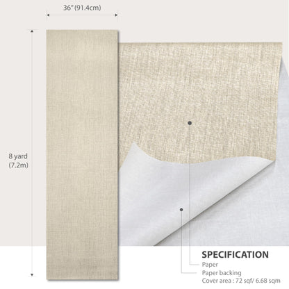 Ansehan Grasscloth Textured Wallcovering W712 Terraces Collection 36" W x 8 Yard L, Natural Modern Paper Weave, Non Prepasted Home Décor for Boho Living Sapce Feature Wall, Beige/Gray/Wheat