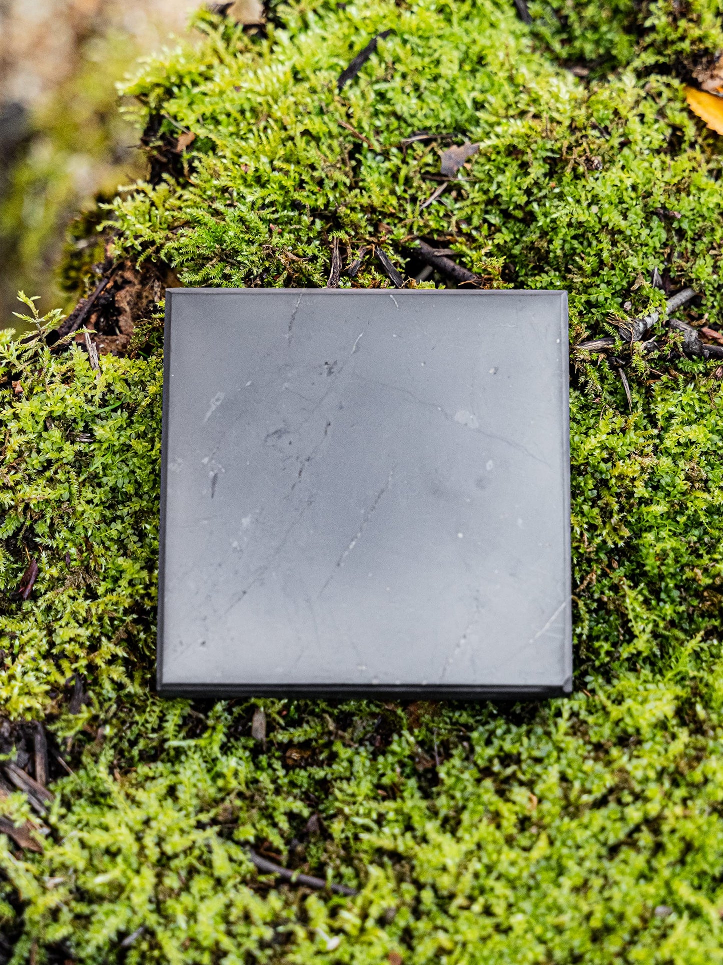 Shungite Club Shungite Tile Polished 100x100x16 mm Crystal Plate Decorative Mineral Healing Stone Modern Home Decor Black Square Figure
