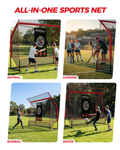 Golf Practice Net Set 10x7.5FT, Heavy Duty Golf Hitting Net for Backyard & Indoor Training, Golf Swing Practice Net with Ball Return System, Extended Top Barrier, Target Cloth & Carry Bag.