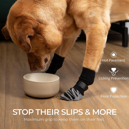 DOK TigerToes Premium Non-Slip Dog Socks for Hardwood Floors - Extra-Thick Grip That Works Even When Twisted - Prevents Licking, Slipping, and Great for Dog Paw Protection - Size Large
