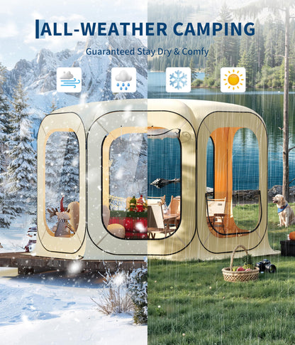Instant Outdoor Clear Bubble Tent Pop Up Bubble Tent 10-12 Person Portable Screen House Room All Weather Sport Tents Instant Rainproof Camping Sun Shelter Coldproof for Sports Events Patio Fishing