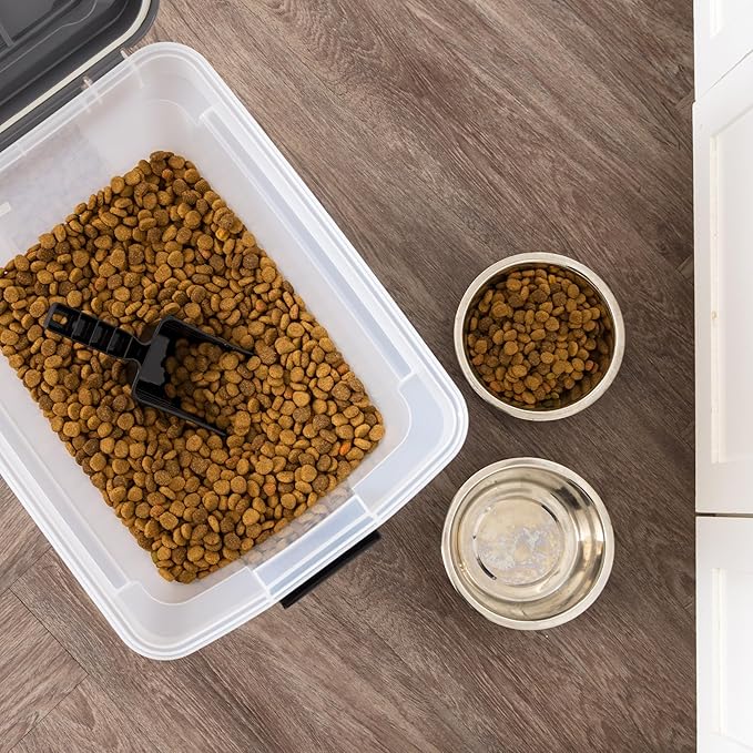IRIS USA Dog Food Storage Container 58 lbs, Attachable Wheels, & Included Scoop