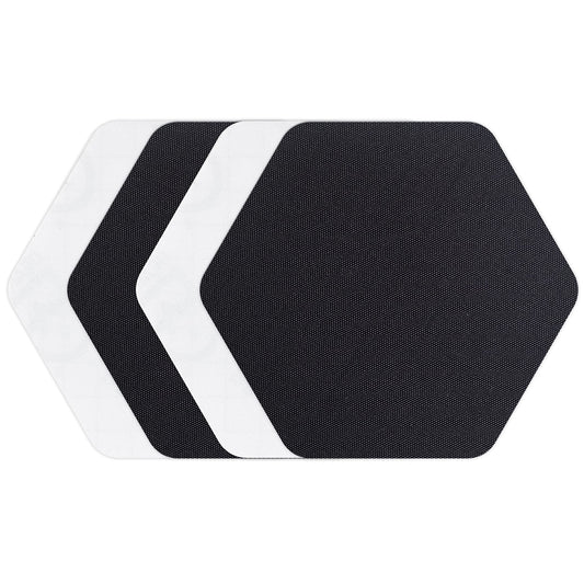 GEAR AID Tenacious Tape Hex 2.5” Shapes, Nylon Outdoor Fabric, Vinyl Repair Patches, Peel-and-Stick to Fix Holes and Burns in Down Jackets, Rain Gear, Tents, Tarps and More, Black and Clear, 4 Patches