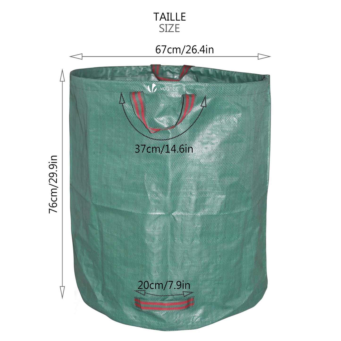 VOUNOT® Set of 3 Garden Waste Bags, 272 L Heavy Duty Reusable Garden Refuse Bags with Handles, Green