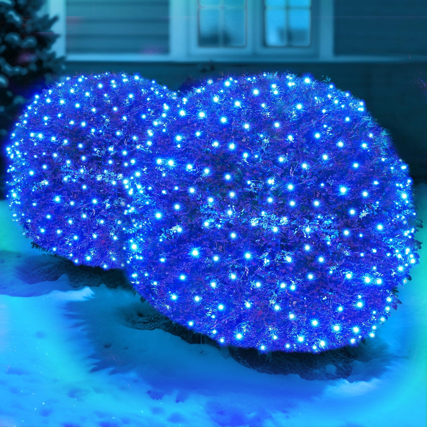 Sylampow Led Blue Christmas Net Lights Outdoor Christmas Bushes Lights 120Led 6ftx5ft, Connectable Outdoor Indoor Mesh Net Lighting for Xmas Holiday, Garden, Lawn, Shrubs, Trees, Bushes Decorations