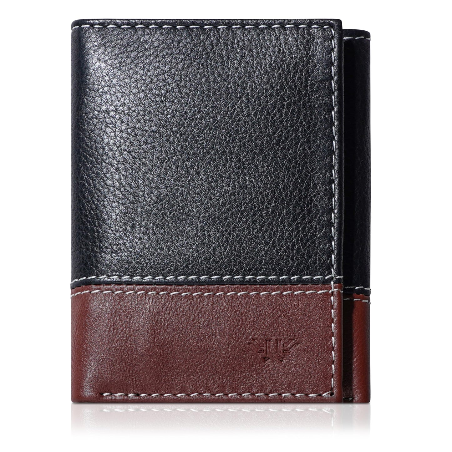LUXEORIA Leather Wallet for Men, Handcrafted Travel Wallet, Minimalist Mens Slim Trifold Wallet, Anti-Theft RFID Blocking Wallet for Men's, Tri-fold - Black&Brown