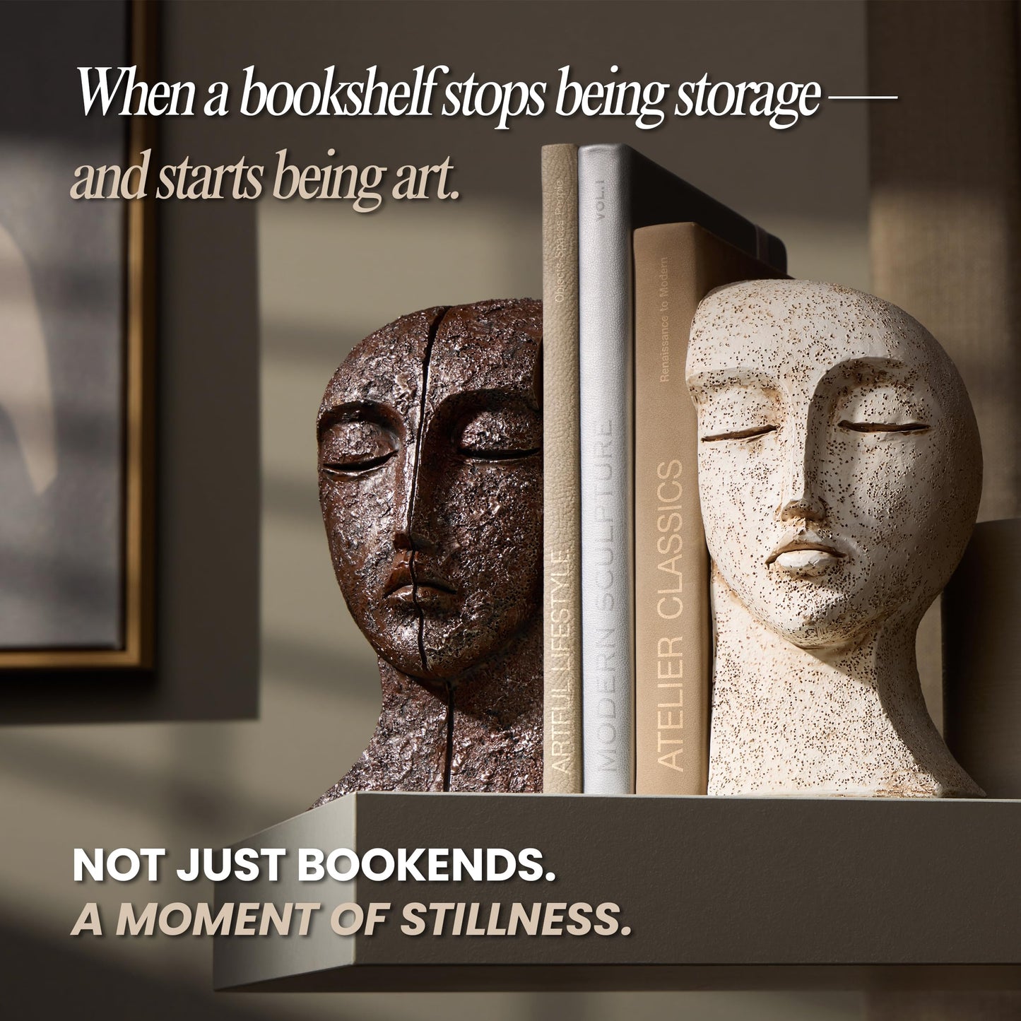 Heavy Duty Book Ends for Shelves - Book Ends for Heavy Books, Book Stopper for Shelves, Bookends for Shelves, Book Ends Unique, Bookends Decorative, Aesthetic Bookshelf Decor, The Tranquil Faces