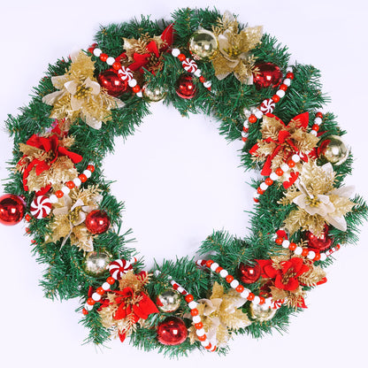 obmwang 10 Feet Christmas Wooden Bead Candy Garland Red and White Peppermint Candy Bead Garland for Xmas Party Supplies Holiday Decor