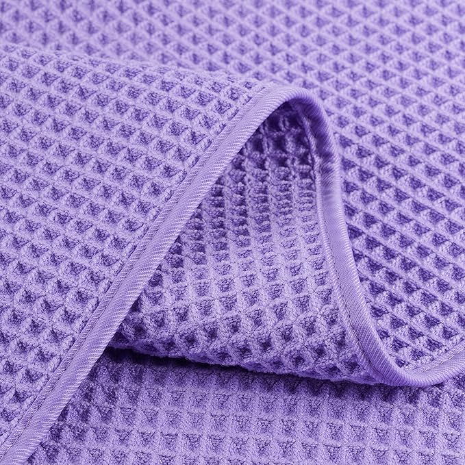 POLYTE 430 GSM Microfiber Lint Free Washcloth Face Towel, 13 x 13 in, 4 Pack