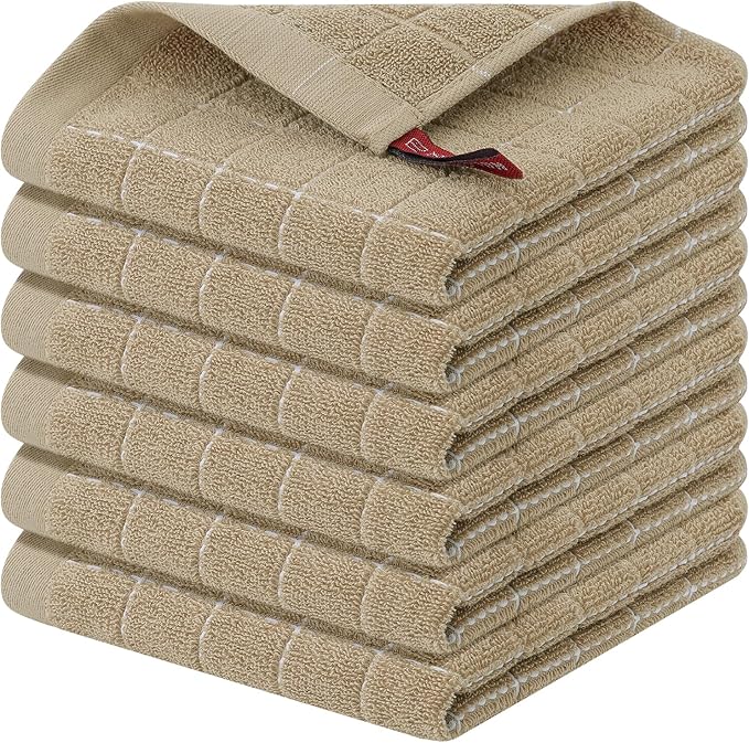 Homaxy 100% Cotton Terry Kitchen Dish Cloths, Ultra Soft and Absorbent Dish