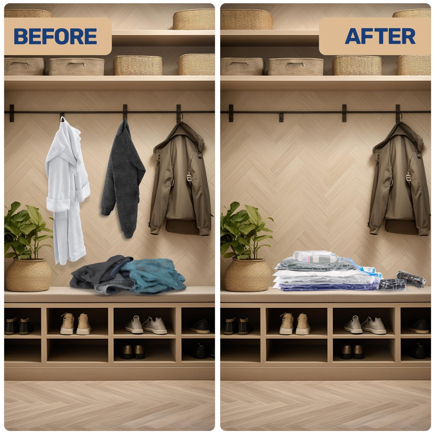 Simple Deluxe 20 Pack Space Saver Bags (4 Jumbo/4 Large/4 Medium/4 Small/4 Roll M) Vacuum Storage Bags, Vacuum Seal Bags with Hand Pump for Comforters, Blankets, Bedding, Pillows and Clothes