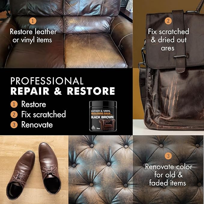 FORTIVO Leather Recoloring Balm, Color Restorer, Scratch Remover, Couch Paint