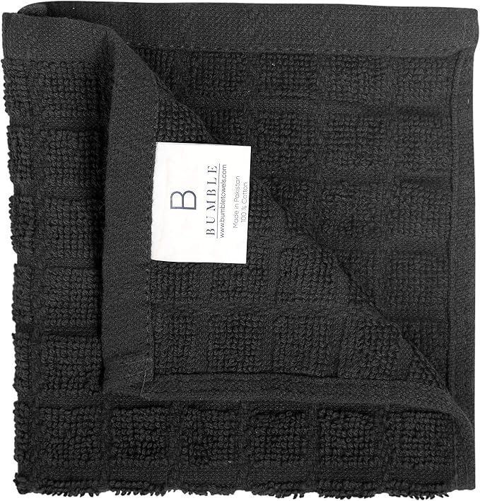 Bumble Premium Cotton Dish Cloths 12" x 12"| Black Design | 405 GSM | Highly