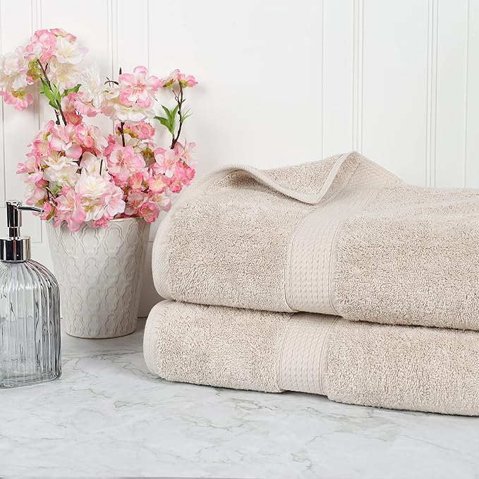 SUPERIOR Egyptian Cotton Pile Bath Sheet Set of 2, Ultra Soft Luxury Towels