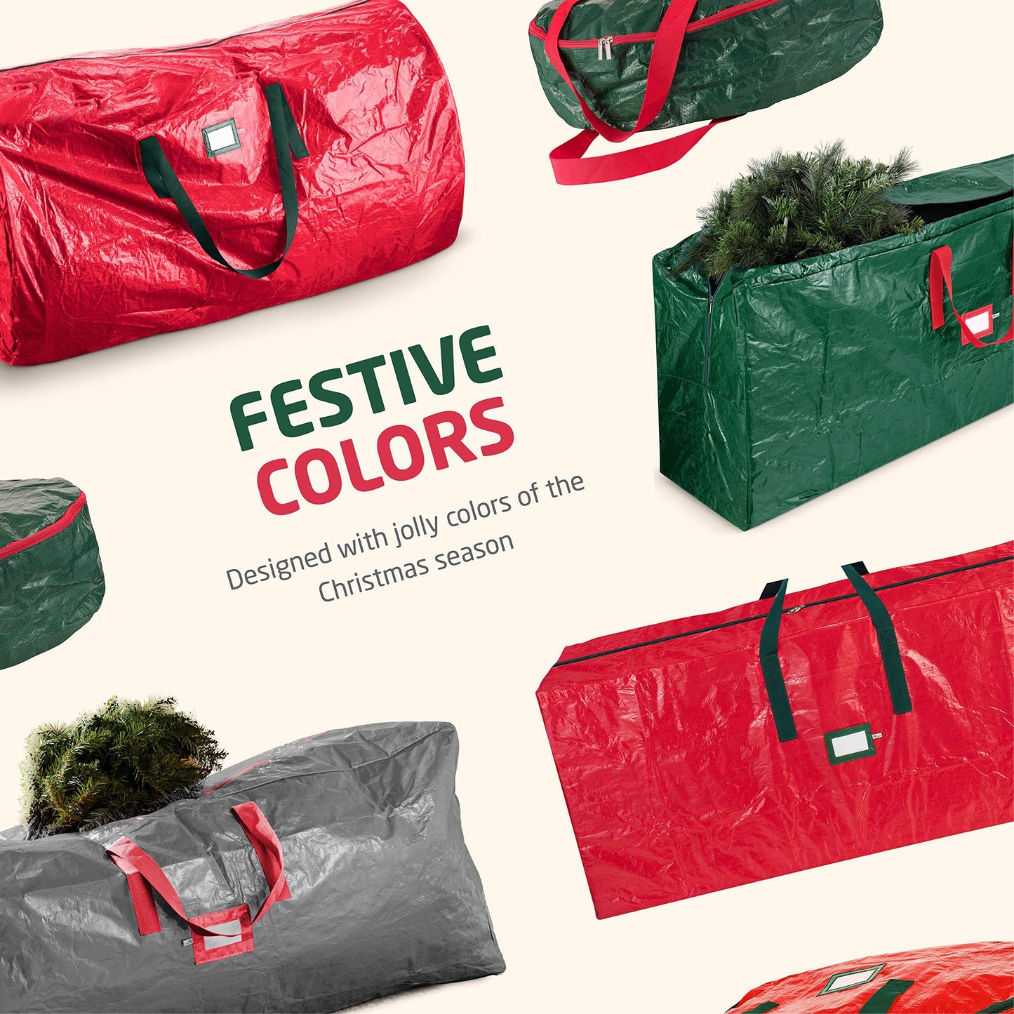 Zober Large Christmas Tree Storage Bag - Fits 9 Ft Artificial Trees - Plastic, Waterproof Christmas Tree Bag For Storage Box For Xmas - Strong, Durable Handles - Label Card Slot - Black