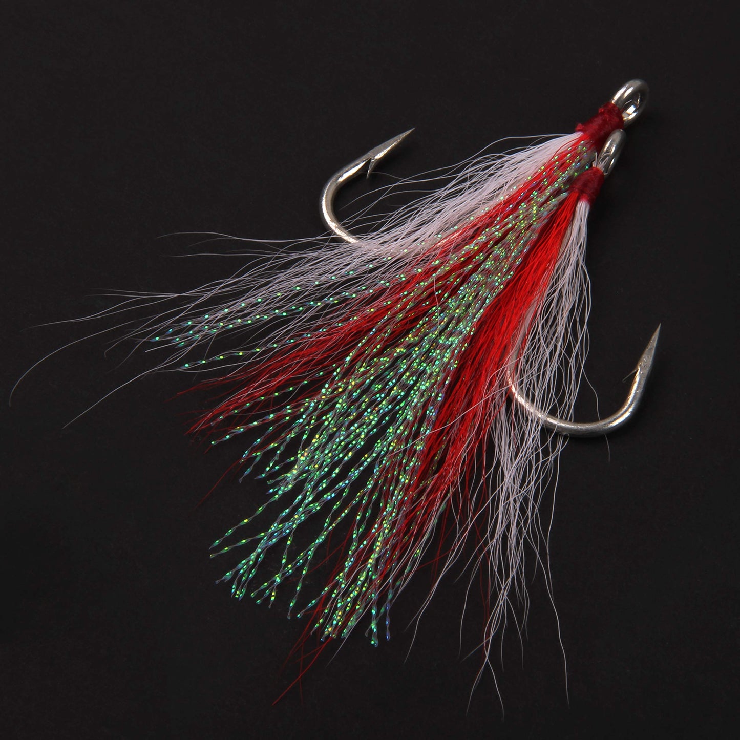 Bucktail Teasers Fishing Hooks Saltwater Flounder Rig Bucktail Mylar Teasers Inserted Stainless Steel Fishing Teaser Hooks for Striped Bass Trout Catfish Cod Flounder Hi/Lo Rig Jigs Spoons Lures