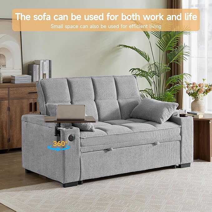 Auvsoce 65'' Chaise Lounge Chair Indoor, 3-in-1 Convertible Sofa Bed