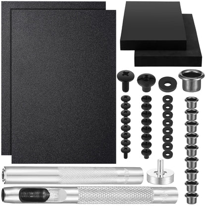 RoundFunny 87 Pcs DIY Holster Kit Include Thermoform Molding Foams Sheet Eyelet Hand Setter Cross Recessed Screw Head Open Slotted Fastener Rubber Washer for Making Knife Sheath(Classic,Black)