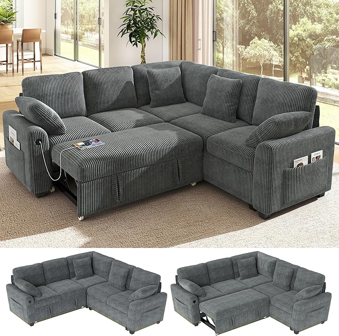 Ihanherry 83-inch 5-Seater Large Sectional Sofa Bed
