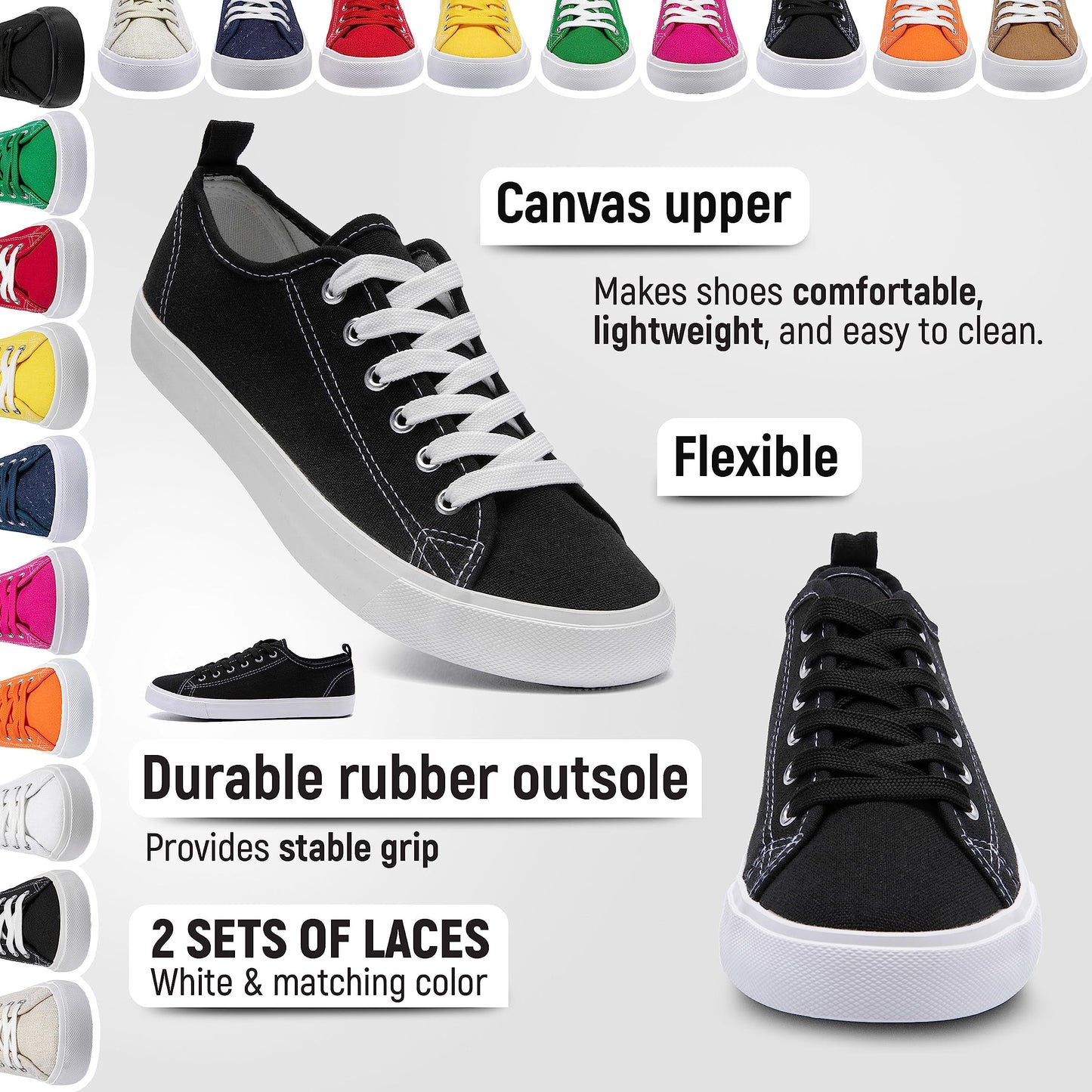 Canvas Shoes for Women Casual Low Top Sneakers Fashion Womens Tennis Shoes with Extra Laces, Emerald Green, Size 9