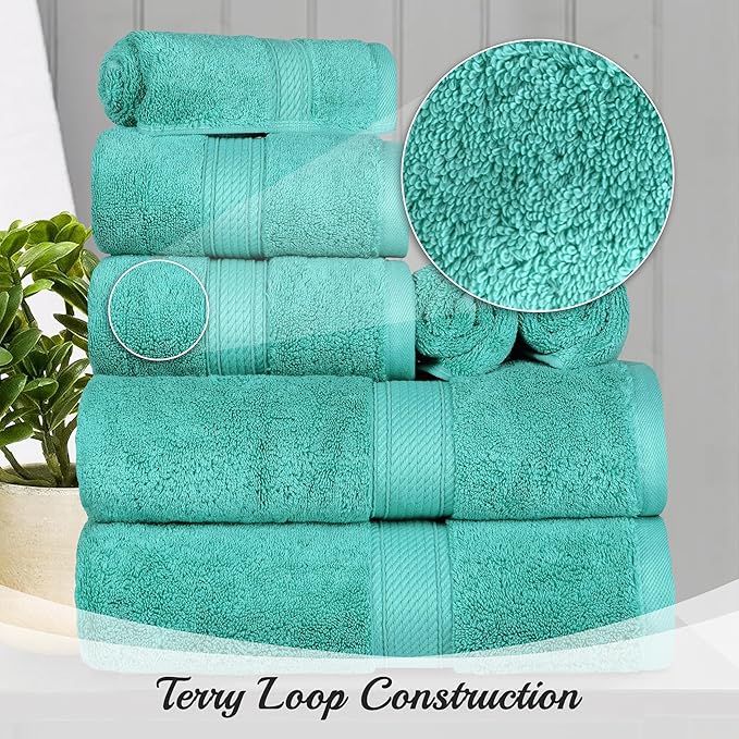 SUPERIOR Egyptian Cotton Pile Hand Towel Set of 4, Ultra Soft Luxury Towels