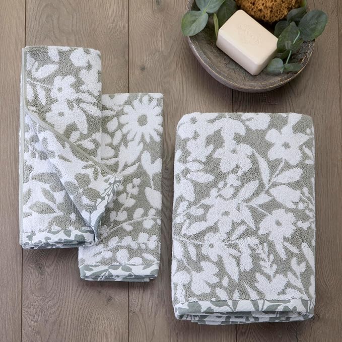 SKL Home Bedford Floral 100% Cotton Premium Bath Towel, 600 GSM, Soft &