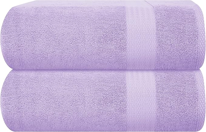 GLAMBURG Premium Cotton Oversized 2 Pack Bath Sheet 35x70-100% Pure Cotton