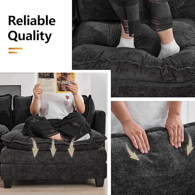 113'' V Shaped Cloud Sectional Sofa, Oversized Deep Seat Couches