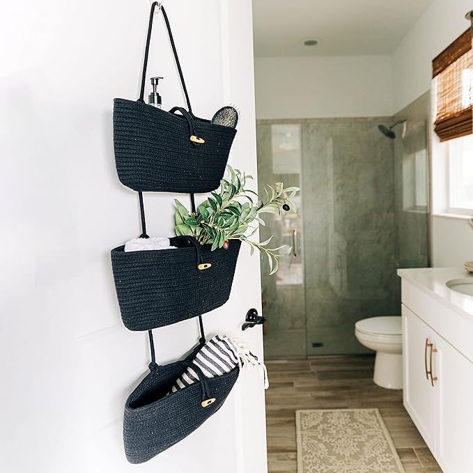 OrganiHaus Black Hanging Wall Baskets
