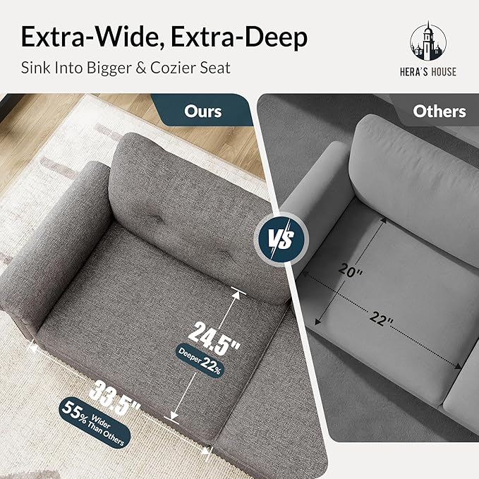 HERA'S HOUSE 3 Pieces Modular Sectional Sofa Sets, Oversized Couch Set