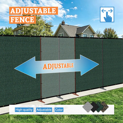 AwnPro 6' x 24' Outdoor Privacy Fence with Iron Poles Ground Spikes Dog Metal Garden Privacy Fence Backyard Patio Yard Barrier Boarder Divider (Green)