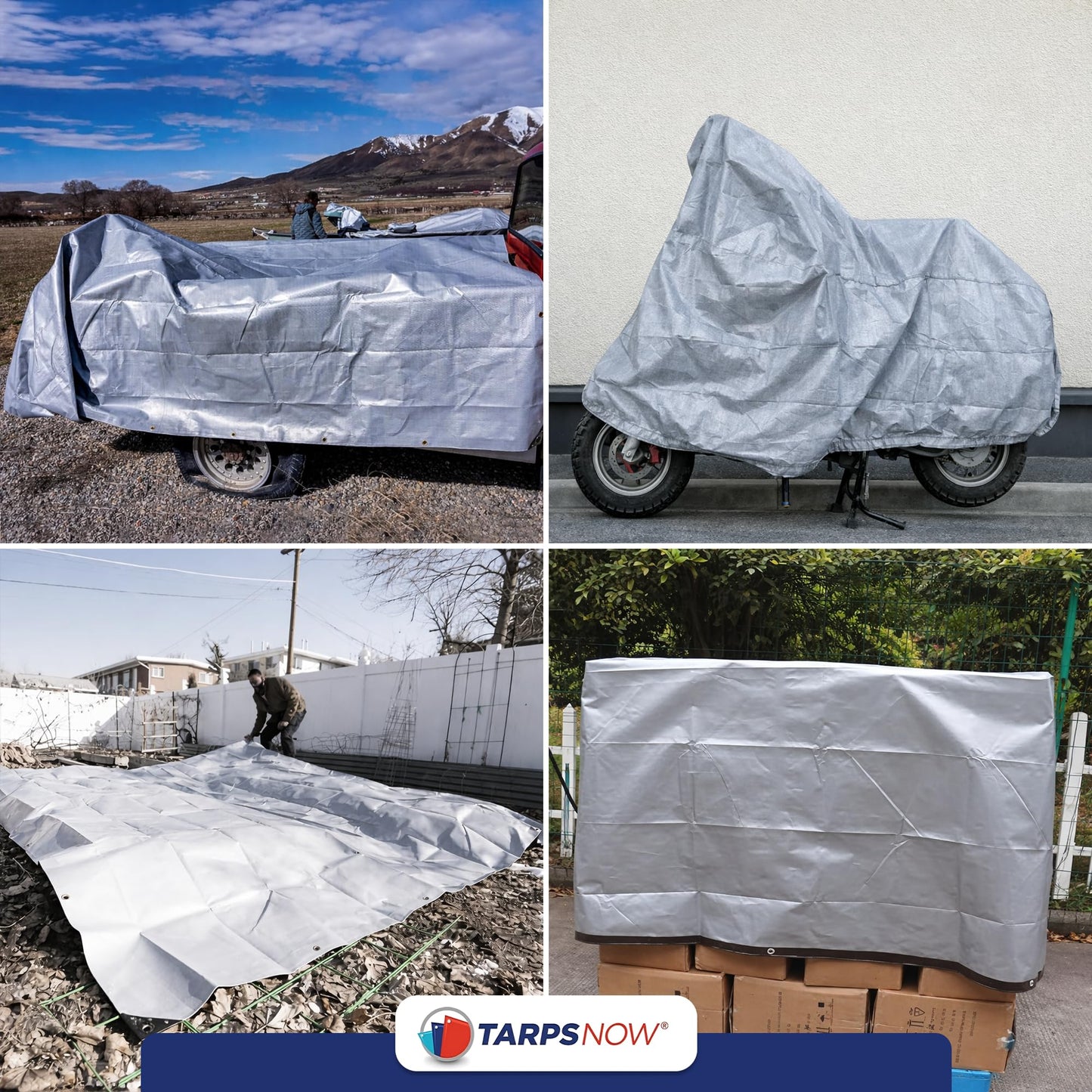 Tarps Now 16x24 ft Heavy Duty Plastic Tarp (Poly Tarp)|12 MIL Waterproof Cover|Rip & Tear-Resistant|Rustproof Grommets & Reinforced Edges|Ideal for Roof, Camping, Tent & Outdoor Protection - Silver