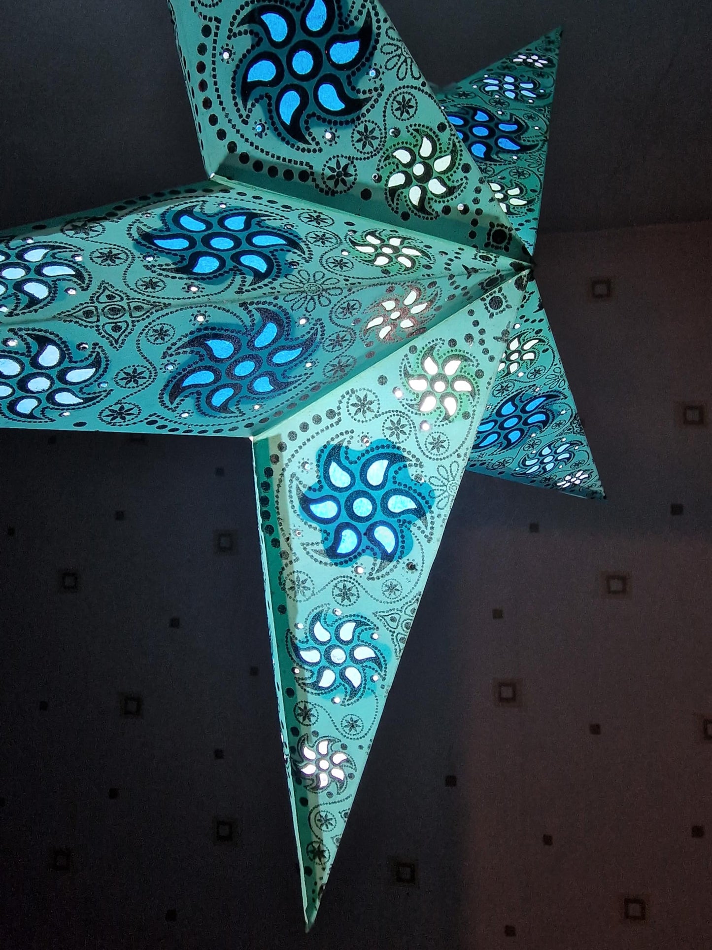 Yepsio Paper Star Lantern Lampshade, 24 inch, Hanging Decorations for Christmas, Wedding, Home, Party (Turquoise)