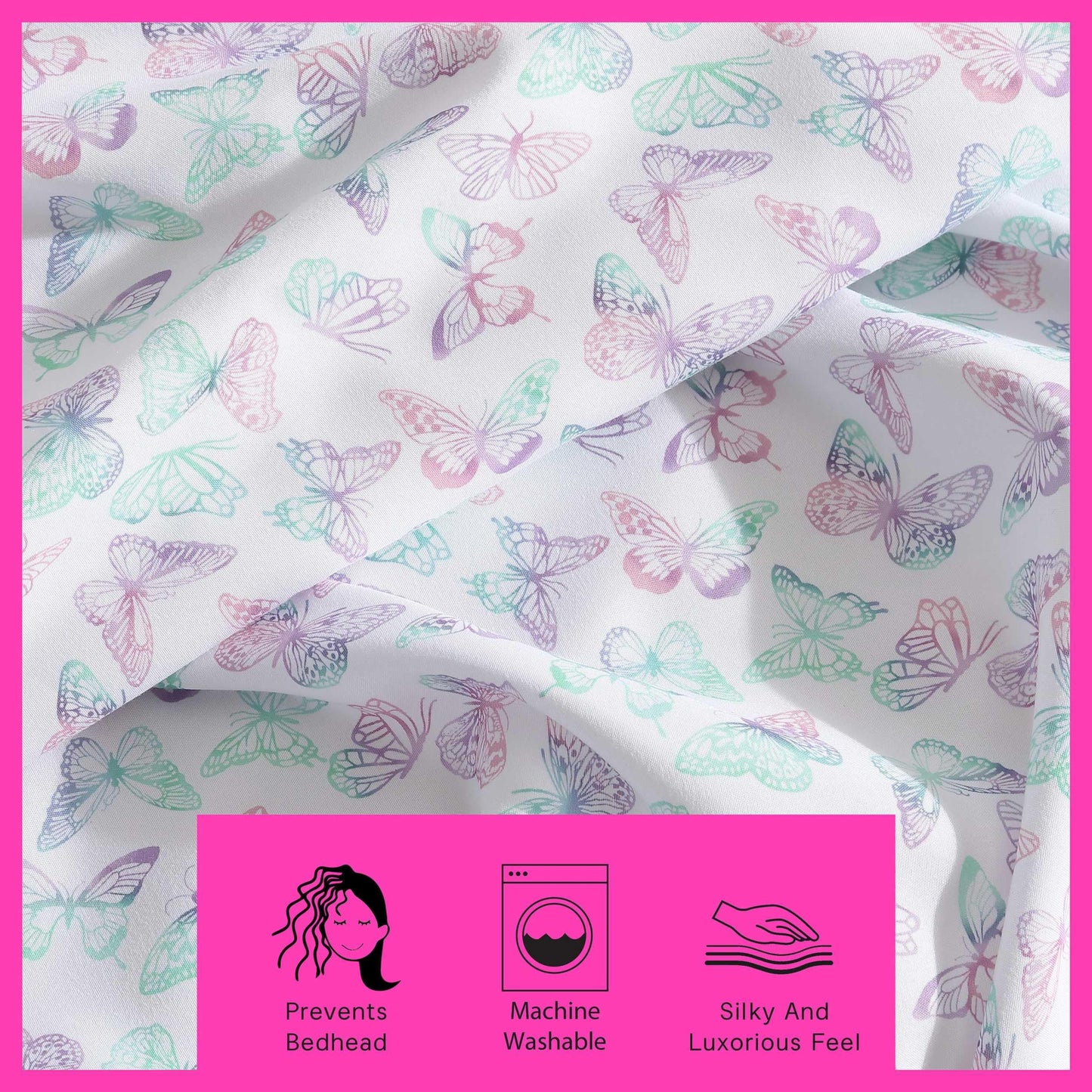 Betsey Johnson - Full Bed Sheets, Fade & Wrinkle Resistant Bedding Set with Matching Sham(s), Soft & Lightweight Bedding Essentials (Butterfly Rainbow Purple, Full)