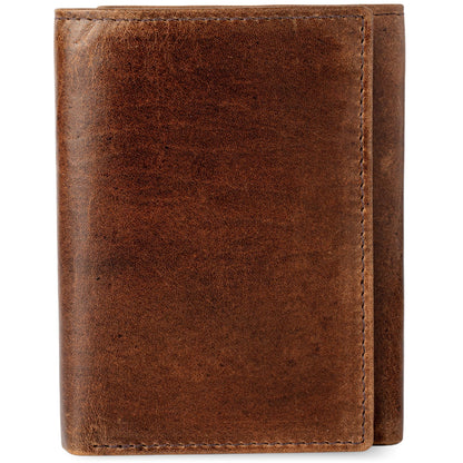 BULL GUARD RFID Genuine Leather Trifold Wallets for Men ID Window, Secret Pocket, RFID Wallet
