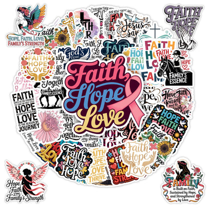 BETANAS 60 PCS Faith Hope Love Christian Stickers Pack, Inspirational Bible Verse Quote Vinyl Waterproof Decals for Journaling, Scrapbook, Water Bottle, Laptop, Religious Gift for Women Men Teens Kids