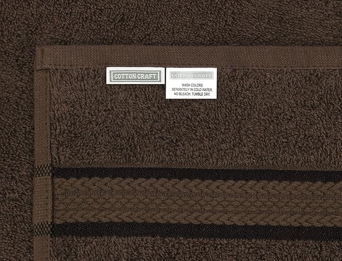 Cotton Craft - 12 Pack - Ultra Soft Extra Large Wash Cloths 12x12 Chocolate -